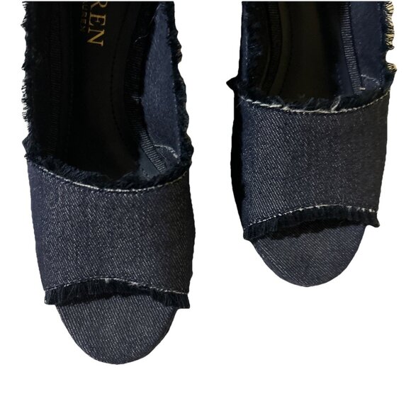 Lauren Ralph Lauren Womens Denim espadrille Wedge Sandals Size 6.5 - Picture 4 of 9